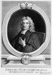 Sir John Flamsteed, graverad av George Vertue, 1719